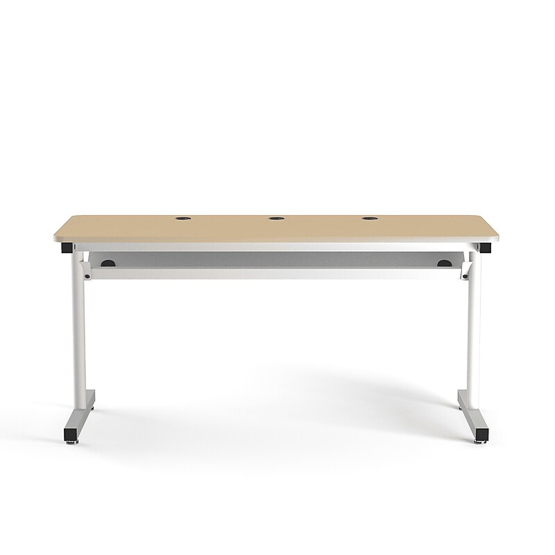 VersaDesk 60"W Basic Computer Table, Maple/White (BCT6030-WM) image 1