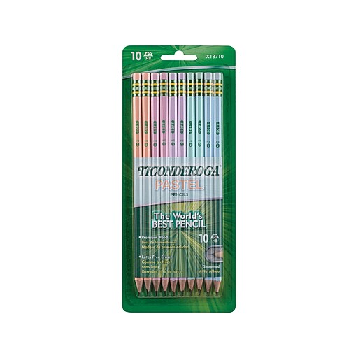 Ticonderoga Pastel PreSharpened Wooden Pencil, 2 Soft Lead, 10/Pack