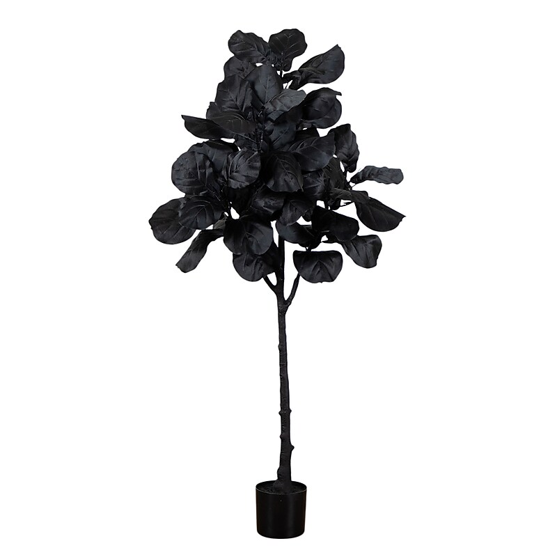 Nearly Natural Artificial Halloween Black Fiddle Leaf Tree, 5' (T5147) image 1