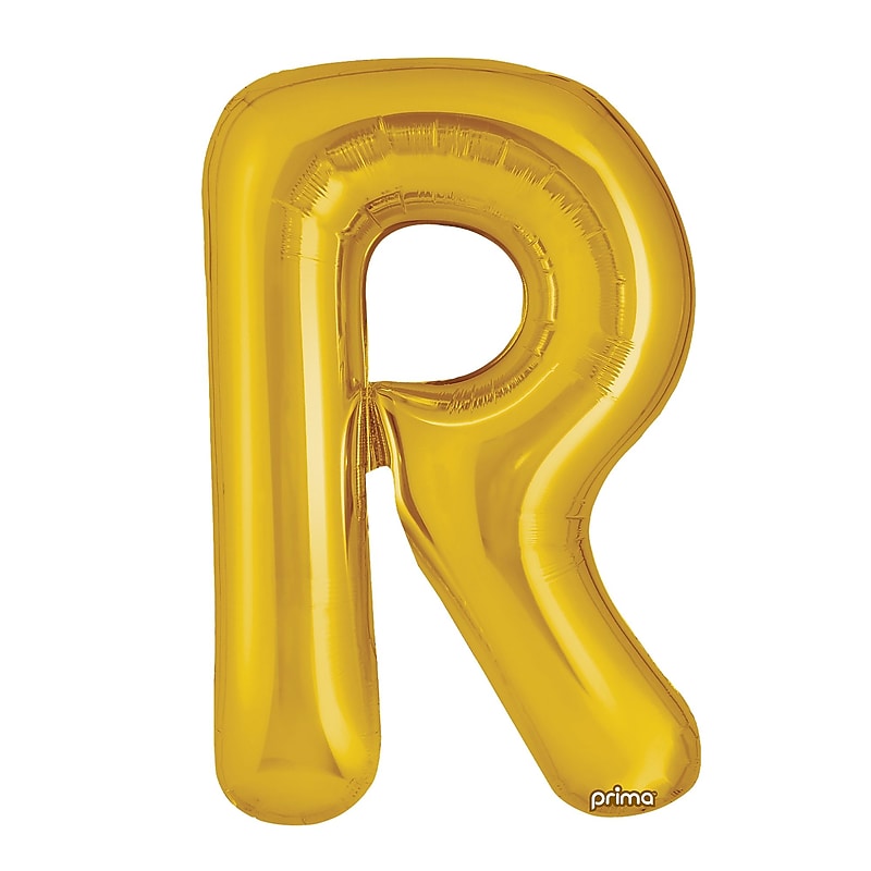 Party City (Air-Filled) 16" "R" Foil Balloon, Gold, 2/Pack (AM60050231-19) image 1