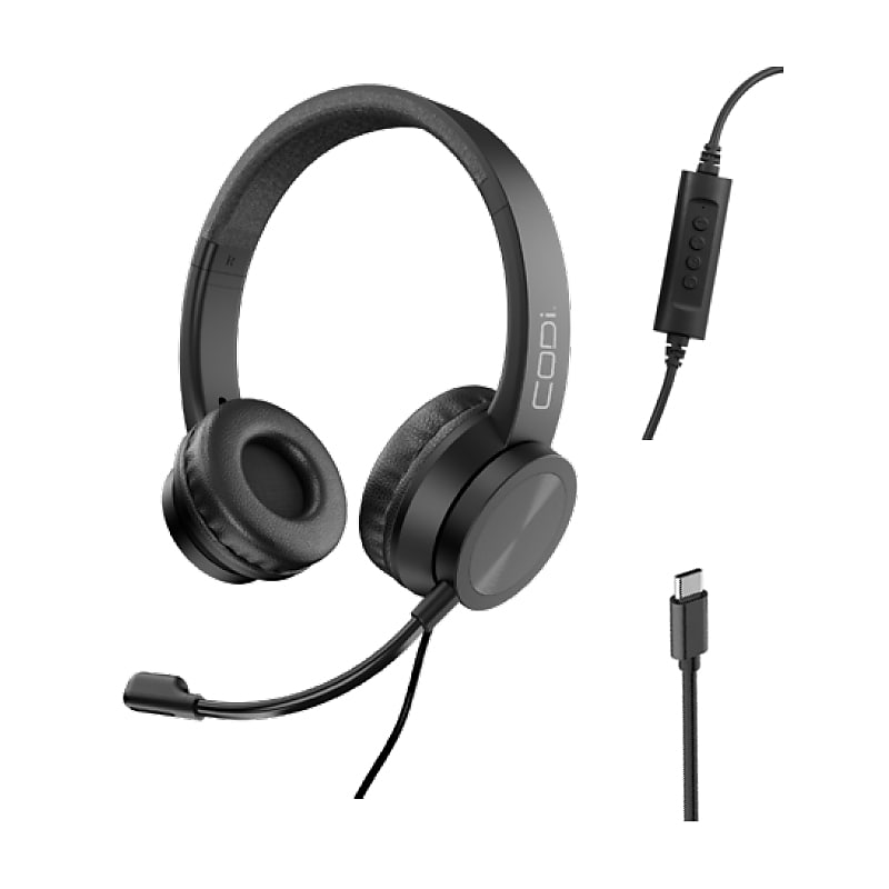 CODi Voice-Isolating USB-C Headset with Boom Microphone, Black (A04503) image 1