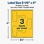Avery Laser/Inkjet Sealing Labels, 5-1/8" x 4", Bright Yellow, 30 Labels/Pack (19479370716)~#|#~A53CB6C2-B00A-4E03-97AFA188289C8064_sc7