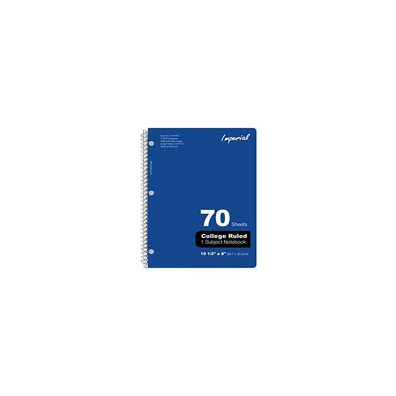 Imperial Notebooks, College Ruled, 70 Sheets, Assorted Colors (SSS1157070C) image 1
