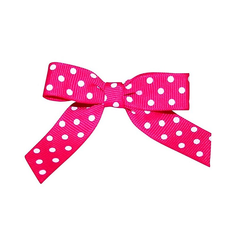 JAM Paper Grosgrain Bows, Pink with White Polka Dots, 100/Pack (52640349332) image 1
