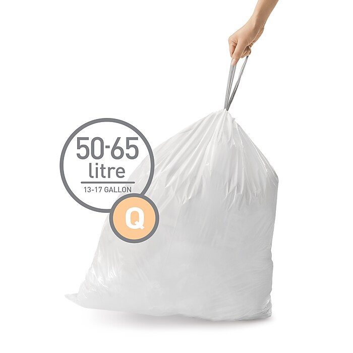 simplehuman Code Q 13-17 Gallon Trash Bag, 6.5