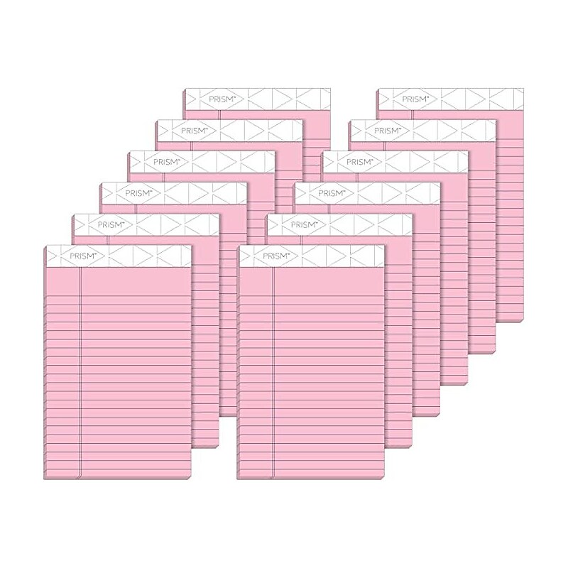 TOPS Prism+ Legal Notepads, 5" x 8", Narrow Ruled, Pink, 50 Sheets/Pad, 12 Pads/Pack (63050) image 1