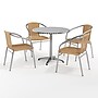 Flash Furniture Lila Indoor-Outdoor 31.5'' Round Table Set with 4 Rattan Chairs, Beige (TLH32RD020BGCH4)~#|#~A543464E-E847-47F7-89AE4076298B7A0D_sc7