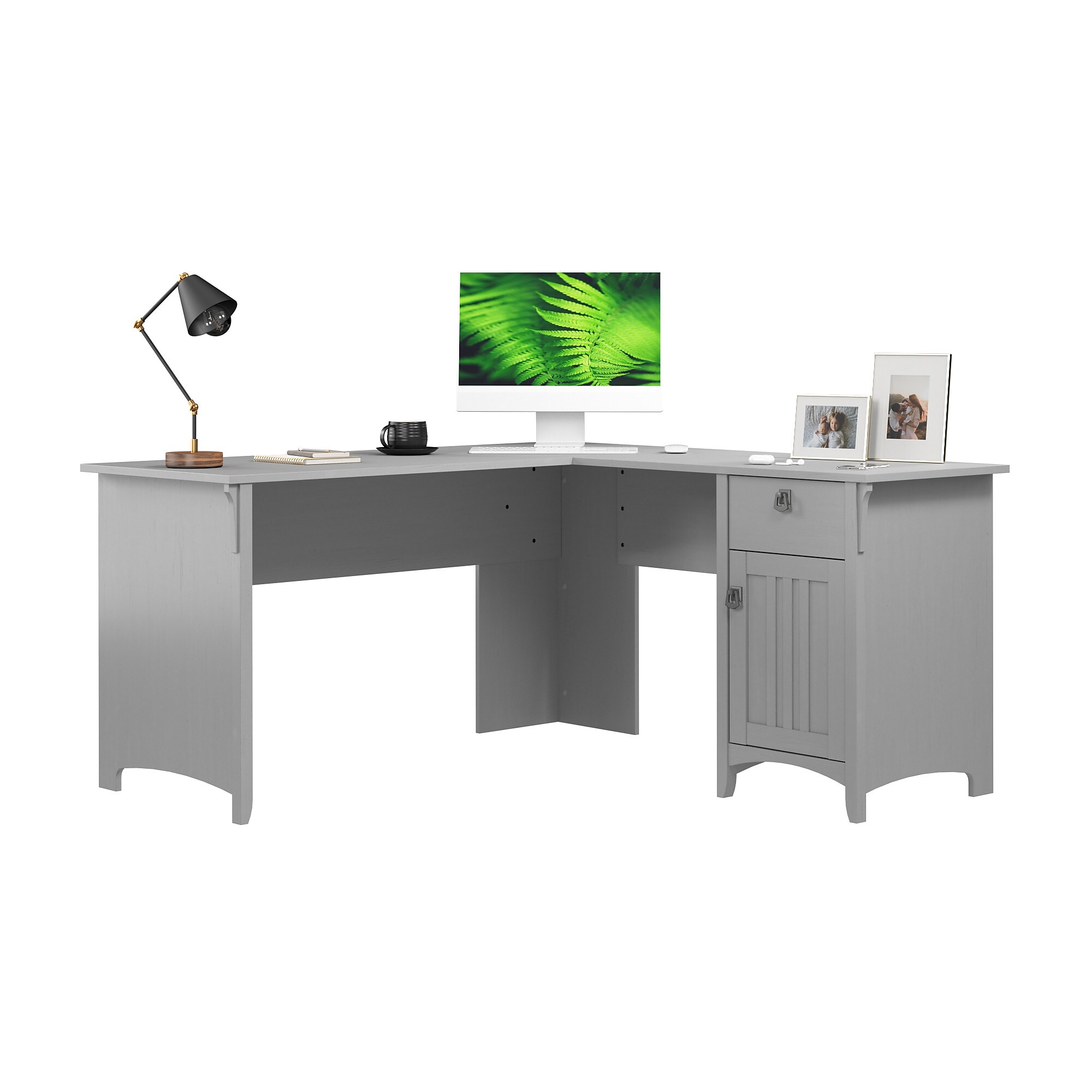 Bush Home Salinas 60W L Shaped Desk with Storage, Cape Cod Gray (SAD160CG-03) Sansujyuku sansujyuku.com