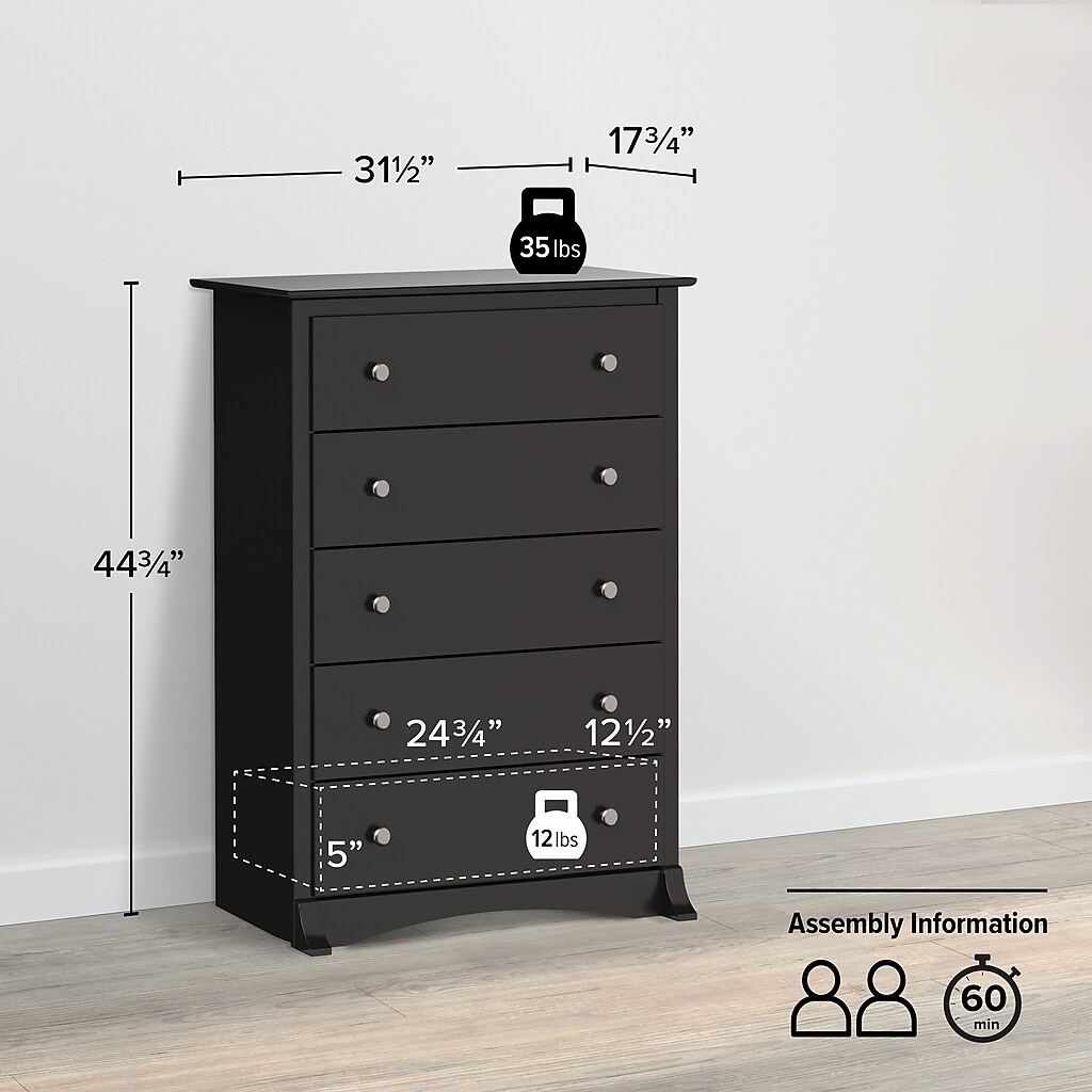 Dimensions and assembly info illustration of chest
