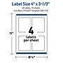 Avery Rectangle Multipurpose Labels, 4" x 3-1/3", White, 40/Pack (19479370632)~#|#~A5469401-D7FE-417B-BA9A3E277D7A28E2_sc7