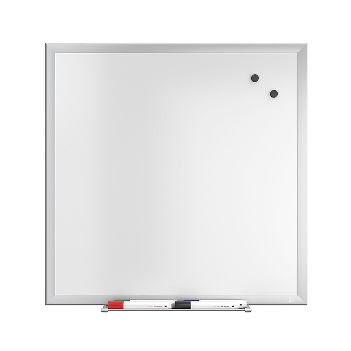 TRU RED™ Magnetic Steel Dry Erase Board, Satin Frame, 2' x 2