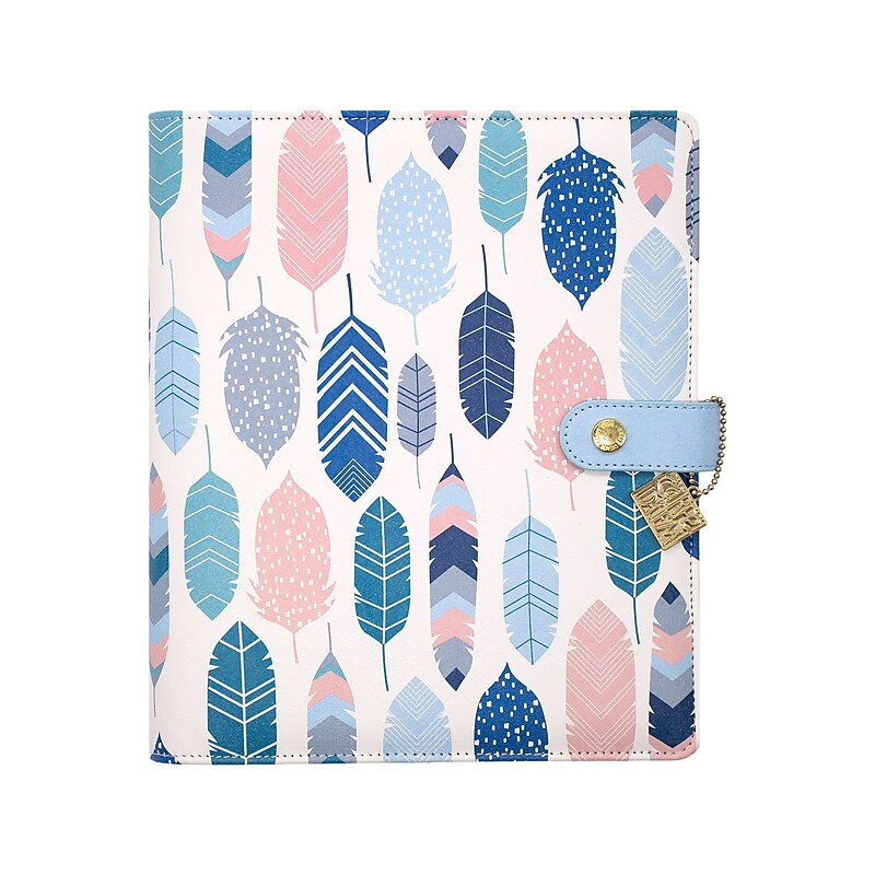 Carpe Diem Feathers 8" x 9.4" Weekly & Monthly Planner, Faux Leather Cover, Multicolor (9209-CD) image 1