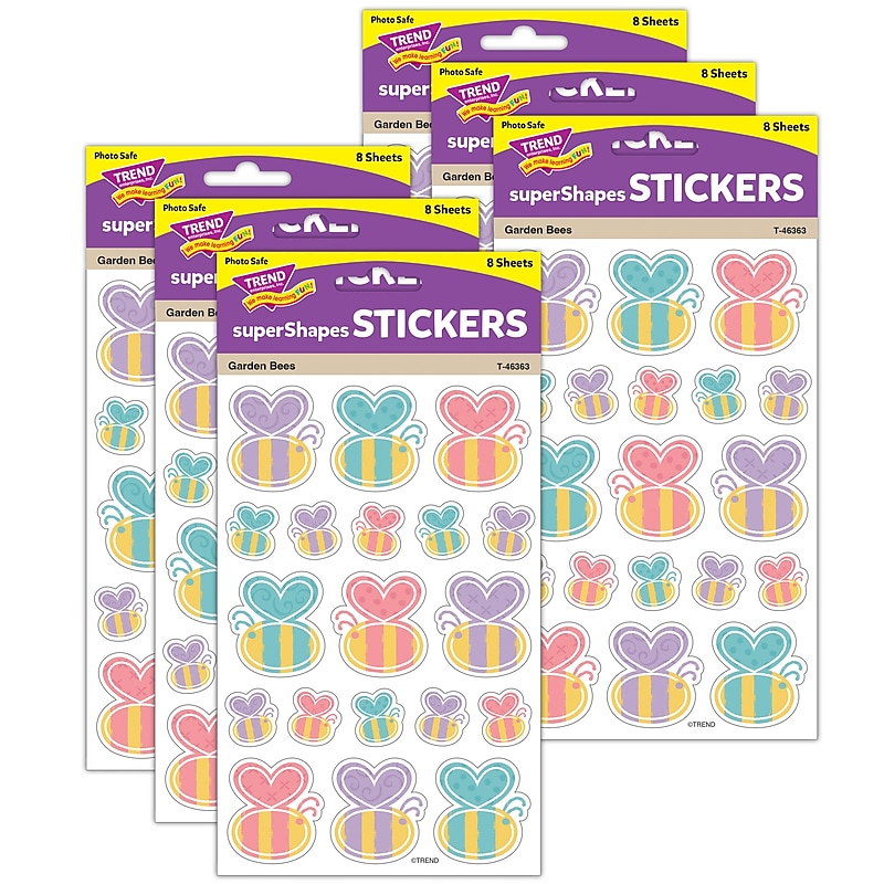 Trend Enterprises Garden Bees Large superShapes Stickers, Assorted Colors, 152/Pack, 6 Packs/Bundle (T-46363-6) image 1