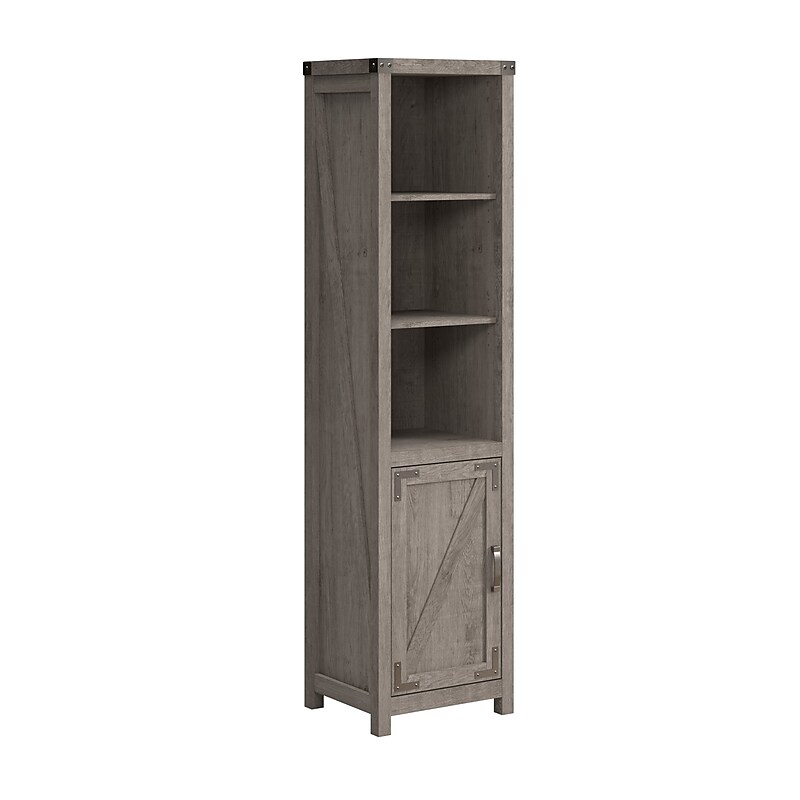 Bush Furniture Knoxville 72"H 5-Shelf Bookcase with Door, Restored Gray (CGB118RTG-03) image 1