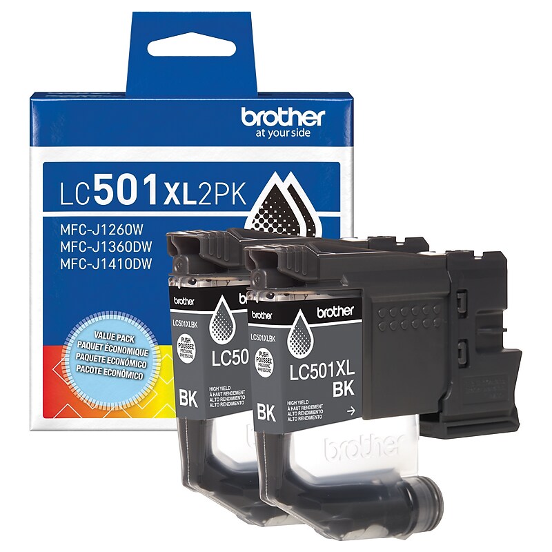 Brother LC501XL Black High Yield Ink Cartridges, 2/Pack (LC501XL2PKS) image 1