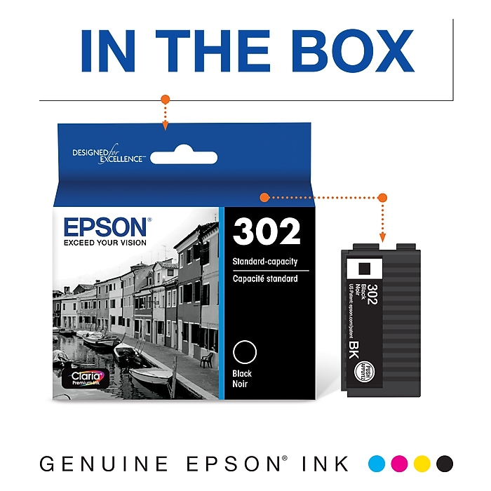 EPSON　インク　 SC1Y35 Epson T302 Black Standard Yield Ink Cartridge | Staples