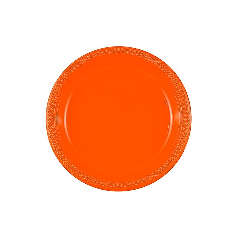 JAM PAPER 9" Plastic Plates, Orange, 60 Plates/Pack (9255320687g) image 1