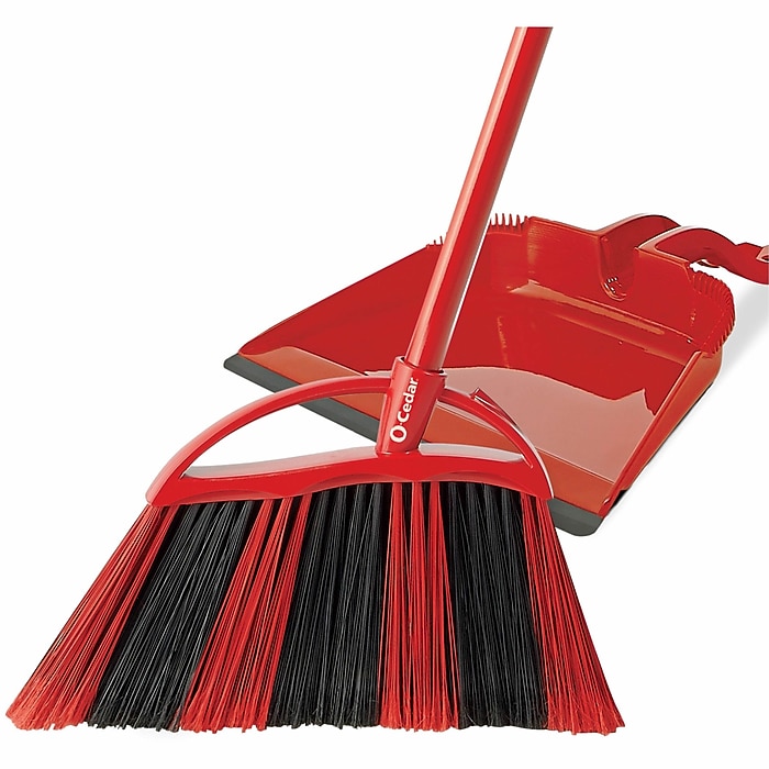 O-Cedar PowerCorner One Sweep Plastic Broom & Dustpan Set, Red