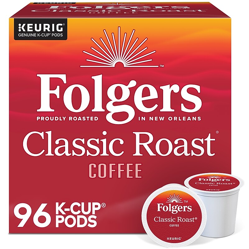 Folgers Classic Roast Coffee Keurig® K-Cup® Pods, Medium Roast, 96/Carton (204496) image 1