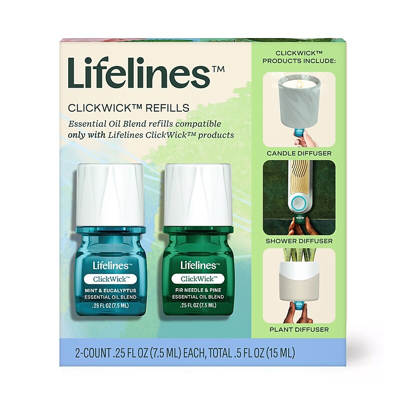 Lifelines ClickWick Woodsy Essential Oil Replacements, .25 oz., 2/Pack (110455) image 1