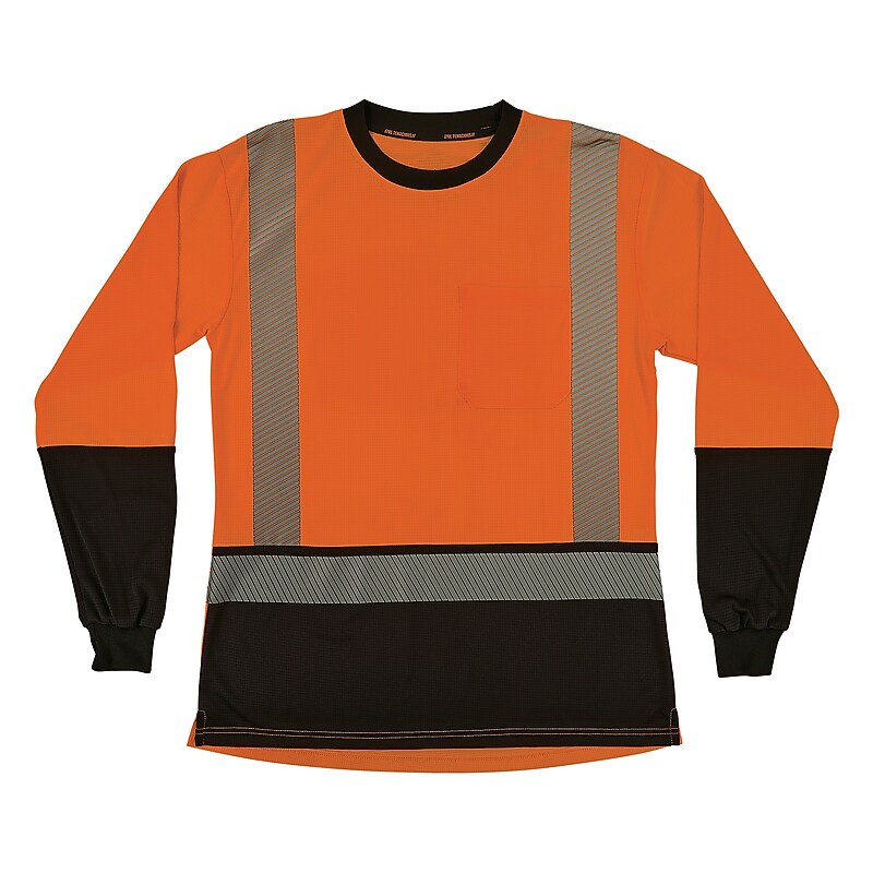 Ergodyne GloWear 8278BK High Visibility Women’s Long Sleeve T-Shirt, ANSI Class R2, Orange/Black, Medium (22343) image 1
