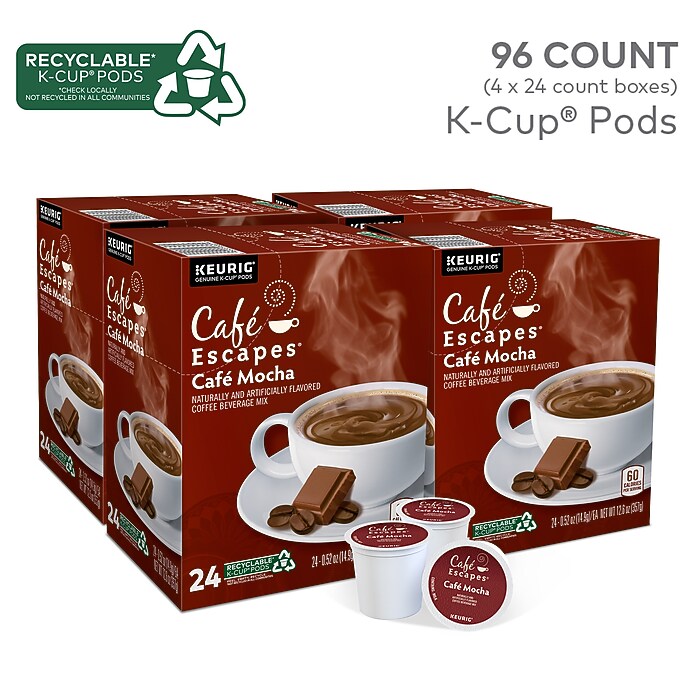 Cafe Escapes Café Mocha Coffee Keurig® K-Cup® Pods, 96/Carton