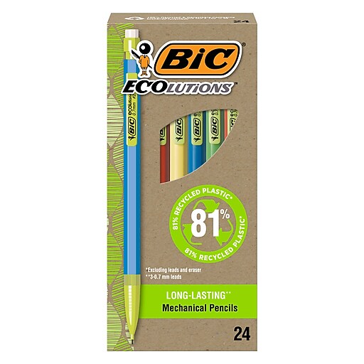 BIC Ecolutions Mechanical Pencils, 0.7mm, 2 Medium Lead, 24/Pack