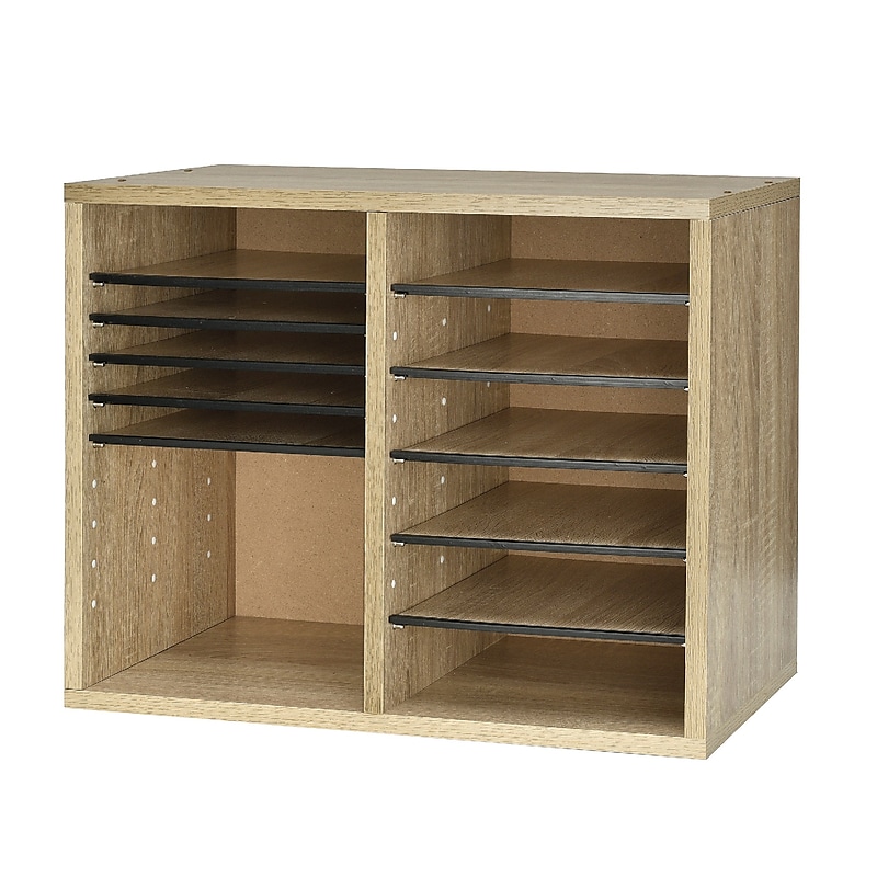 AdirOffice 500 Series 12-Compartment Literature Organizers, 20" x 20", Medium Oak (500-12-MEO) image 1