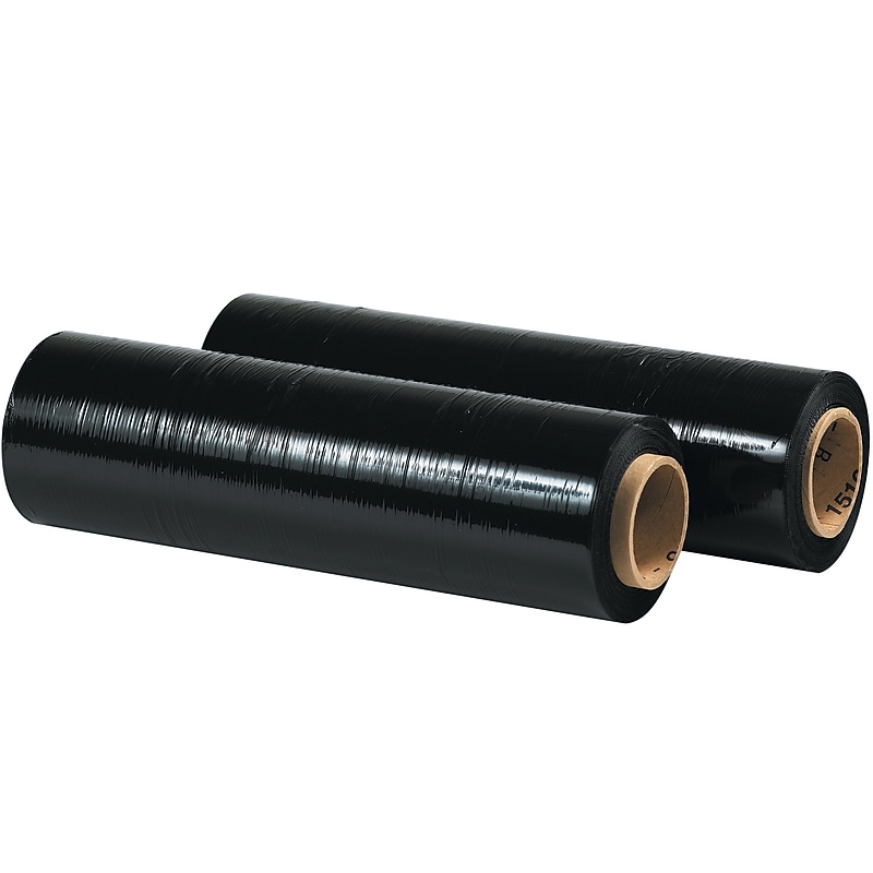 15" x 1500' 80 Gauge Blown Stretch Wrap, Black Tinted, 4/Carton (FSTSF158B) image 1