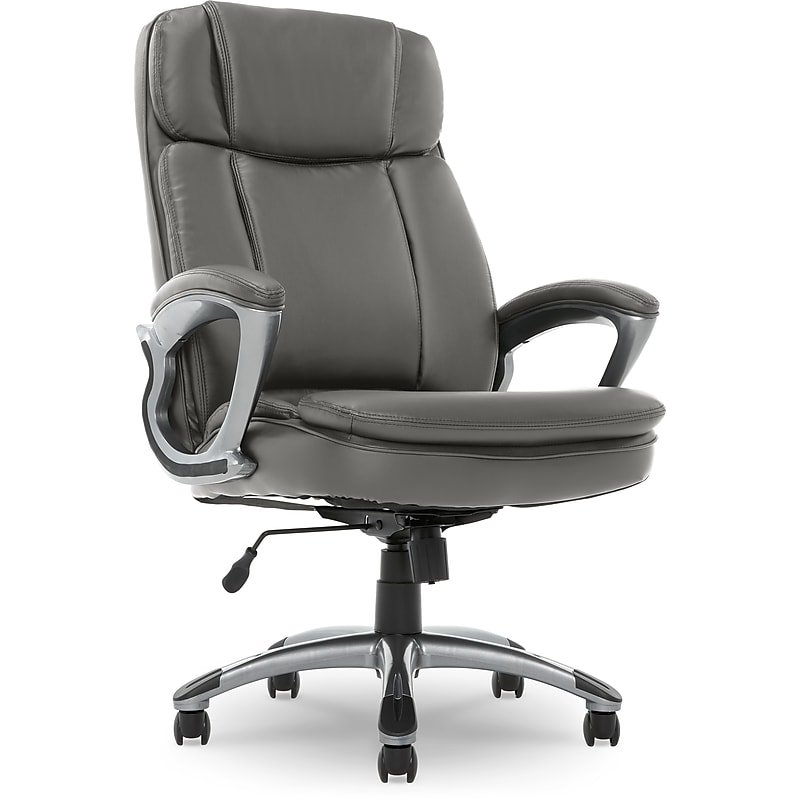 Serta Fairbanks Ergonomic Bonded Leather Executive Big & Tall Chair, 350 lb. Capacity, Gray (43675B) image 1