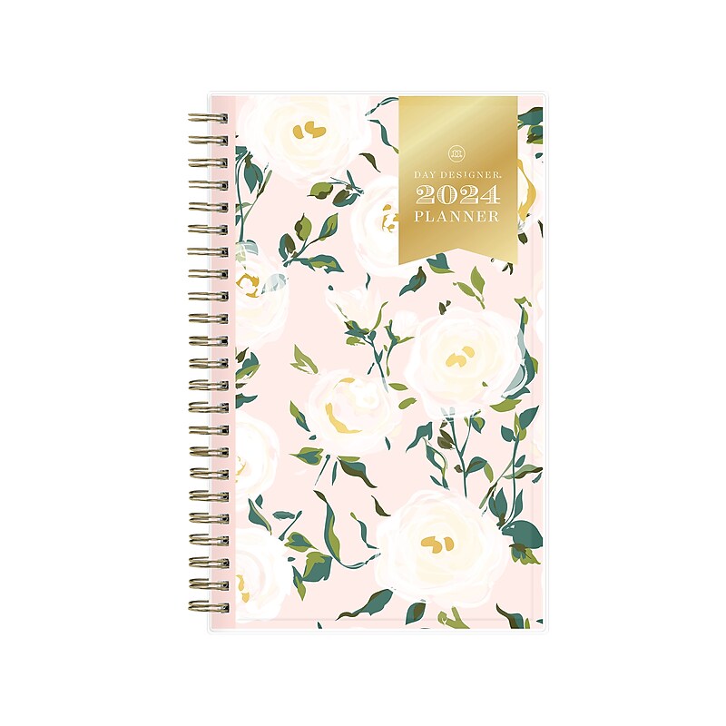 2024 Blue Sky Day Designer Coming Up Roses Blush 5" x 8" Weekly & Monthly Planner, Multicolor (140094-24) image 1