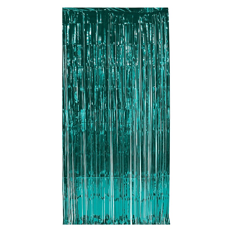 Beistle Metallic Fringe Curtain, Turquoise, 2/Pack (55410-T) image 1