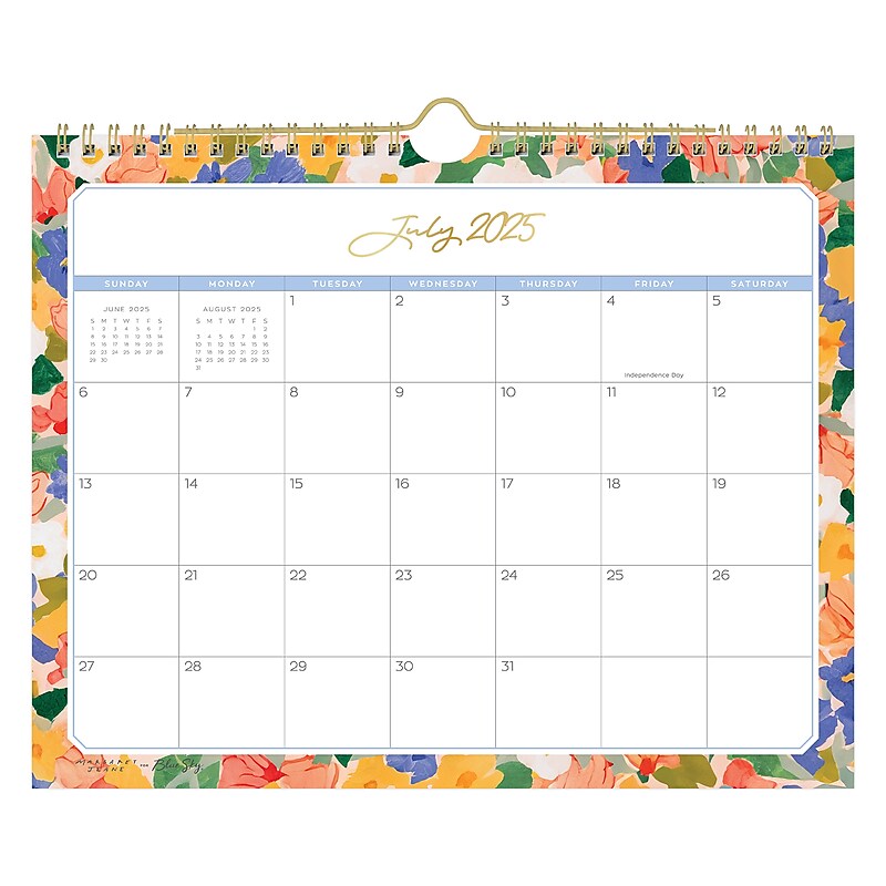 2025-2026 Blue Sky Joyful Bouquet 11" x 8.75" Academic Monthly Wall Calendar, Multicolored (153153) image 1