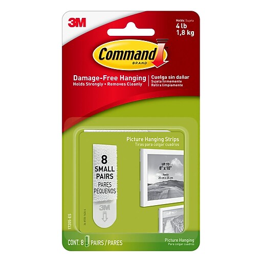 Command Small Hanging Strips, 4 lb., White, 8/Pack (17205ES) Staples