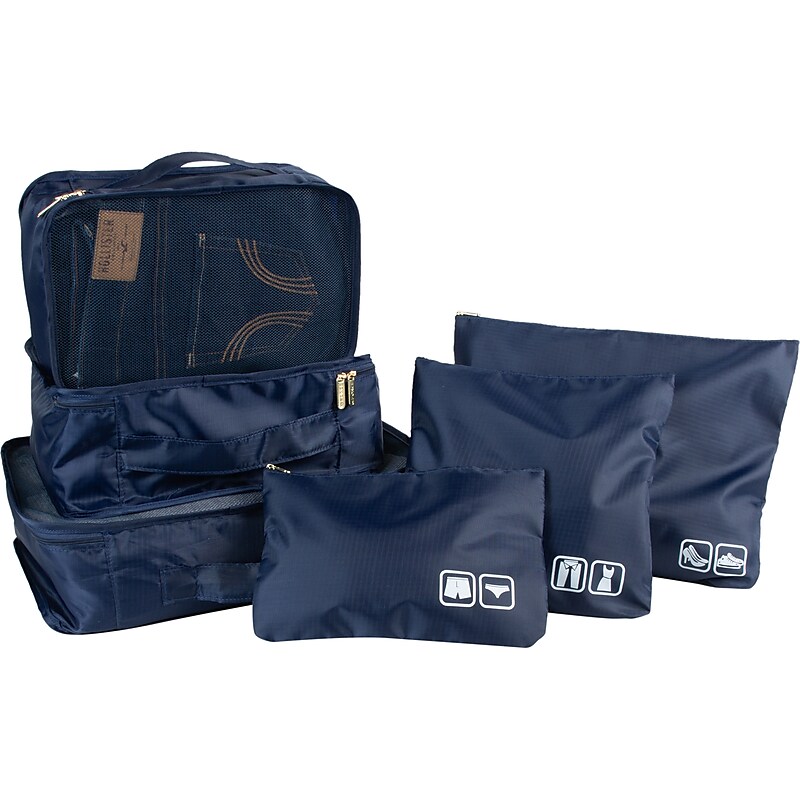 G Force 6-Piece Fabric Travel Pouch Set, Water Resistant, Midnight (27105-MIDNIGHT) image 1