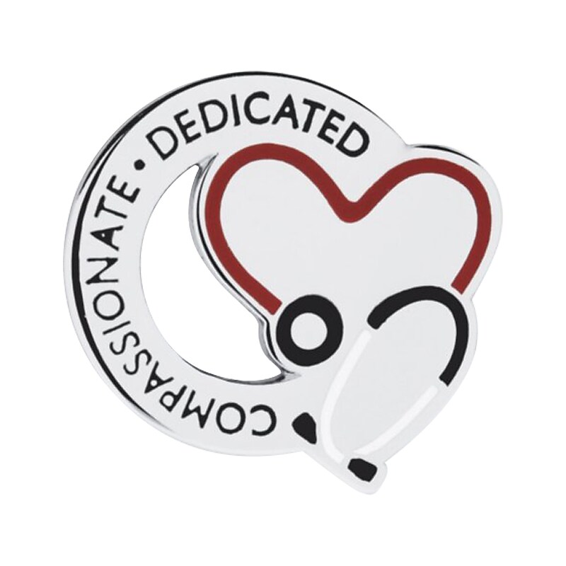 Baudville Stethoscope: Compassionate Dedicated Lapel Pin, 0.87" x 0.95", Multicolor, 25/Pack (73377P25) image 1