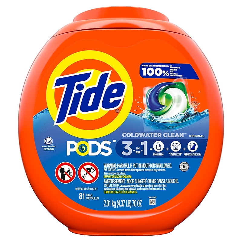 Tide PODS 3-in-1 Laundry Detergent Capsules, Original, 62 oz., 81 Capsules (93045) image 1