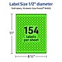 Avery Laser/Inkjet Multipurpose Circle Labels, 0.5" Dia., Neon Green, 1540/Pack (94503)~#|#~A5E6DD5A-8602-46C8-B45EF16DFE05F7B9_sc7