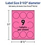 Avery Round Scalloped Laser/Inkjet Multipurpose Labels, 2.5" Dia, Bright Pink (360/Box)~#|#~A5E8FE8B-28B3-41C9-ABBFE07EF0AA5FA2_sc7