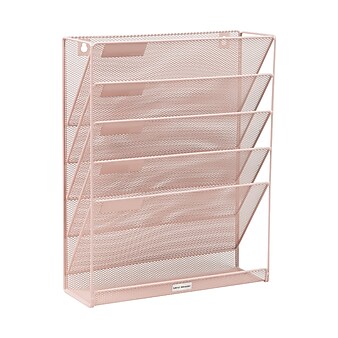 Mind Reader Network Collection 6-Pocket Metal Mesh Mountable Wall File, Letter Size, Pink (MAGSTACK-PNK)