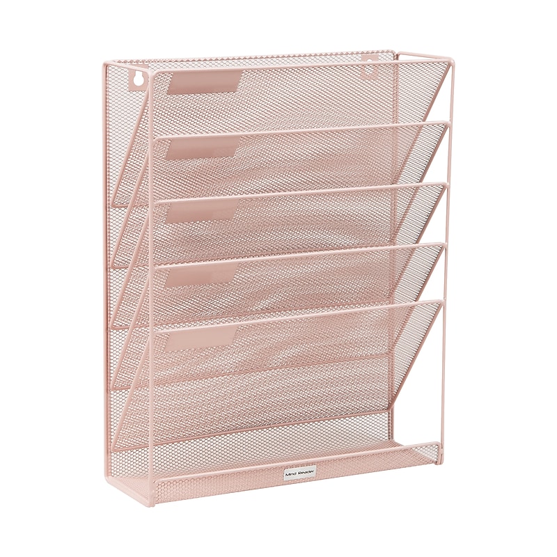 Mind Reader 5-Pocket Metal Mesh Mountable Wall File, Letter Size, Pink (MAGSTACK-PNK) image 1
