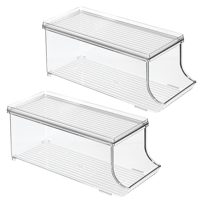 iDESIGN Plastic Soda Can Dispenser with Lid, Clear, 2/Pack (28321M2) image 1
