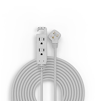 Staples 15' Extension Cord 3-Outlet with Safety Covers, Gray (22130)