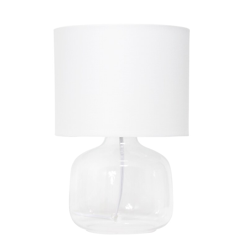 Creekwood Home Round Modern Glass 13.75" LED Table Lamp, Clear/White (CWT-1015-CW) image 1