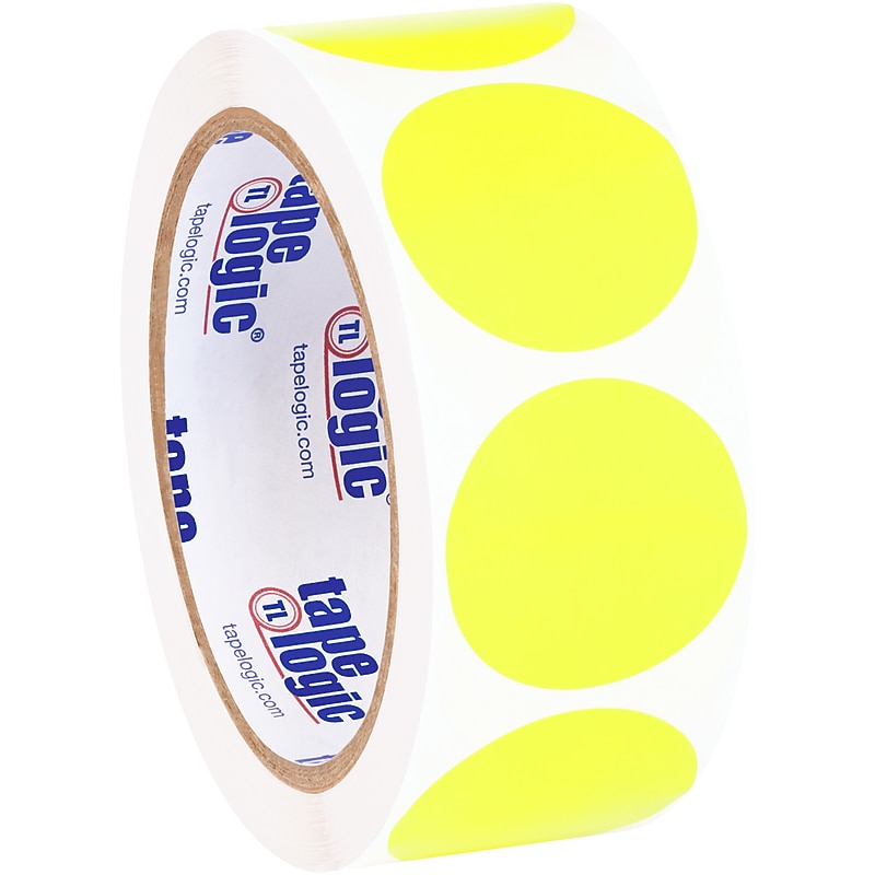 Tape Logic Inventory Circle Labels, 1 1/2", Fluorescent Yellow, 500/Roll (DL612L) image 1