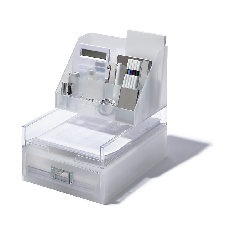 LIKE-IT Stackable Landscape Desktop Organizer Assortment, Translucent White, 3 Pieces (MX9203_9202_9201) image 1