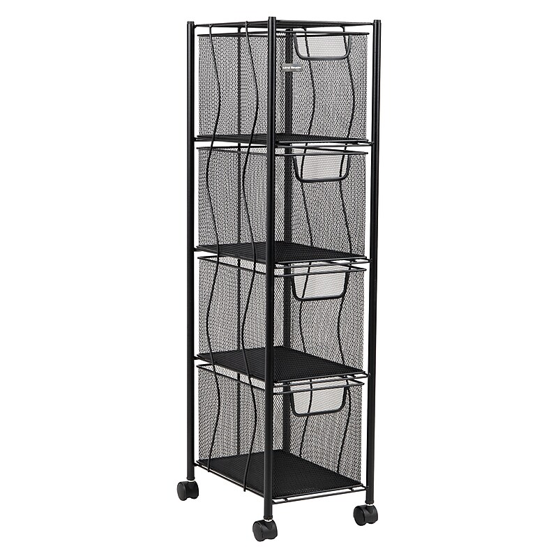Mind Reader 4-Drawer Mobile Desk Art Supply Organizer with Wheels, Metal, Black (4OPDR-BLK) image 1