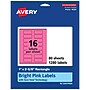 Avery Rectangle Laser/Inkjet Multipurpose Labels, 1" x 2-5/8", Bright Pink (1280/Box)~#|#~A615DA9B-169A-49F6-BDAC8F5AAAD5841D_sc7