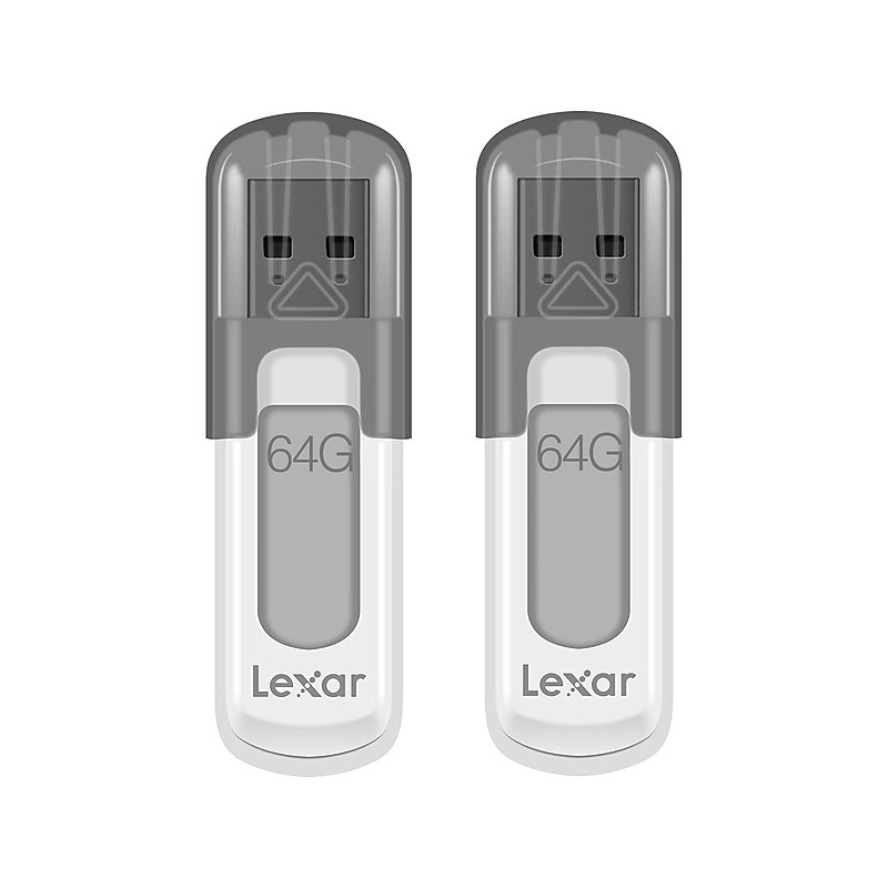 Lexar JumpDrive V100 64GB USB 3.0 Flash Drive, Gray, 2/Pack (LJDV100-64GABNAC2) image 1