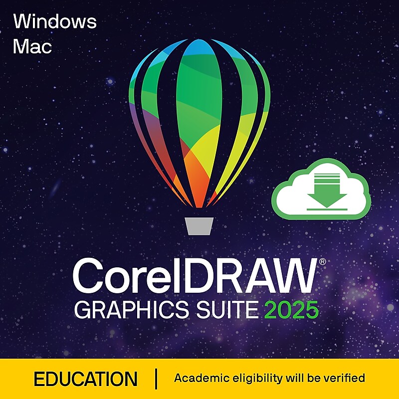 CorelDRAW Graphics Suite 2025 Education Edition for Windows/Mac, 1 User, Download (CORK1Z800V256) image 1